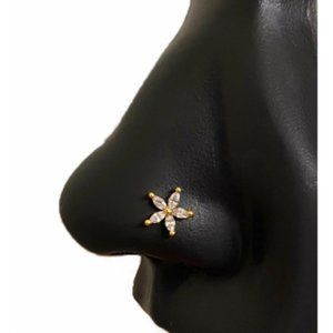 Classic Flower Nosestud Made Of Surgical Steel Hypoallergenic L-shape Backing